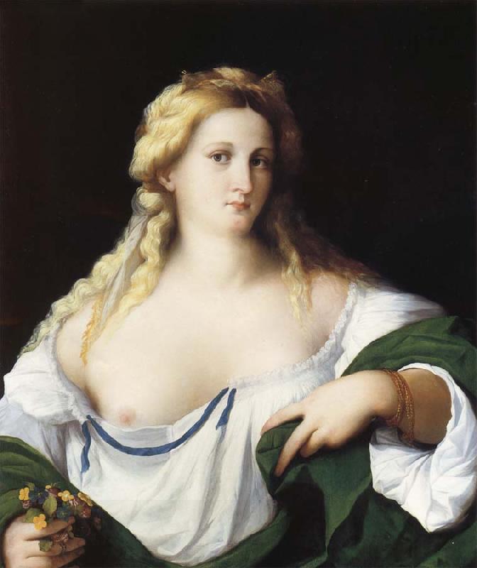 Palma Vecchio Portrait of a Young bride as Flora China oil painting art
